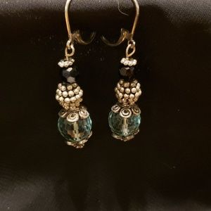 Aqua Tinted faceted crystals with Black